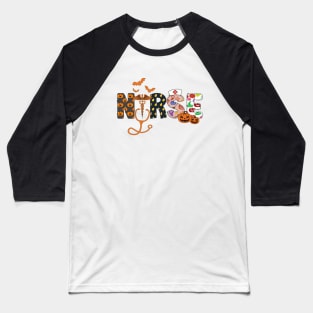 Halloween Nurse Nursing Cute Health Worker Halloween Pattern Baseball T-Shirt